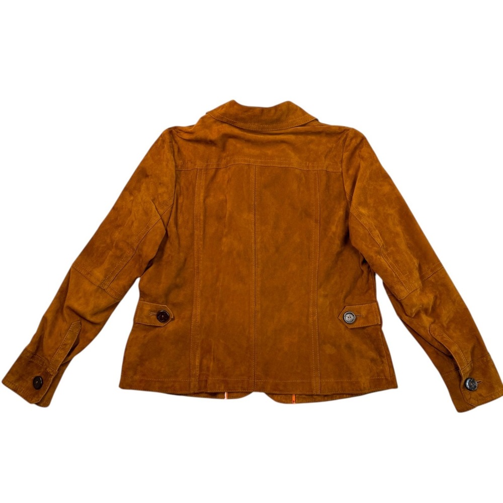 Vintage Women Talbots Cognac Suede Leather Jacket Sz L Western Boho Y2K Festival - Picture 8 of 14